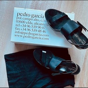 pedro garcia platform black wedge sandals 9.5